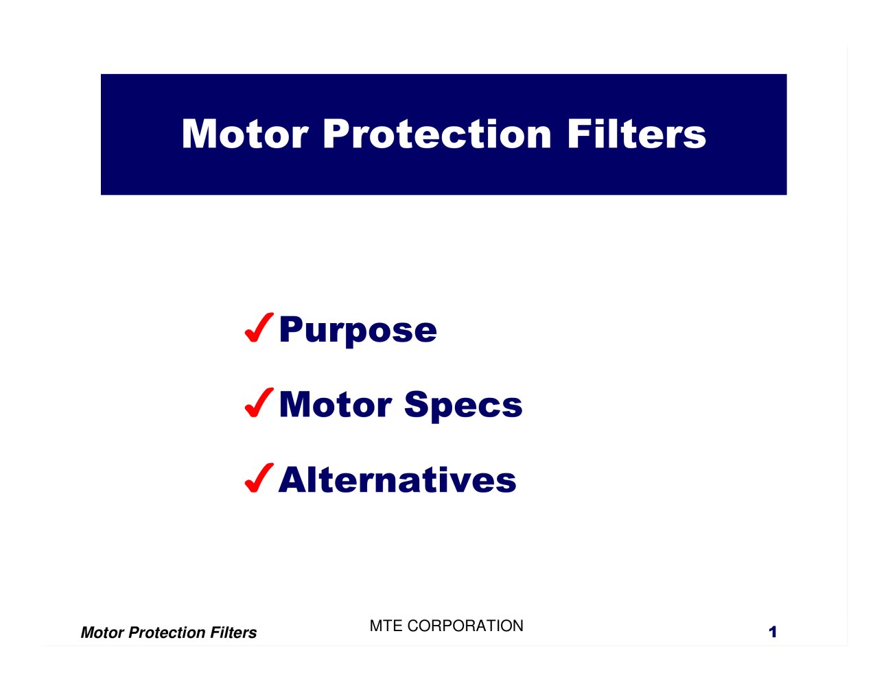 Motor Protection Filter Tutorial - MTE