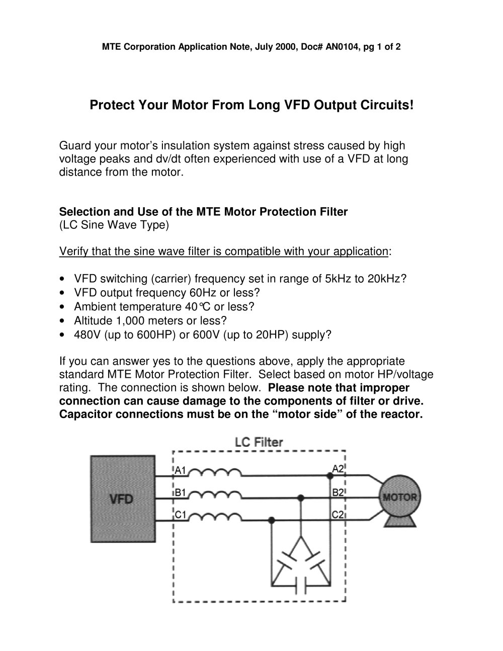 Motor Protection Filters - MTE