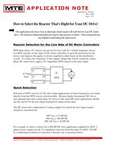 Reactor Selection for the Line Side of DC Motor Controllers