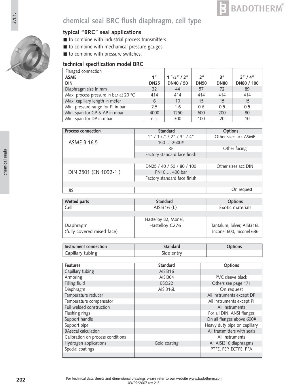 BRC - Raised face covered, cell type chemical seal - Badotherm Group