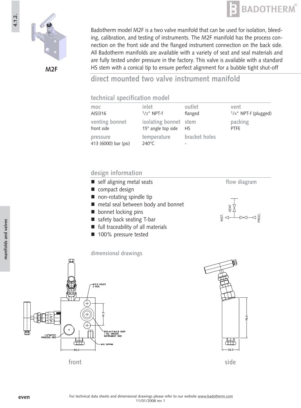 M2F - direct mounteed two way valve manifold - Badotherm Group