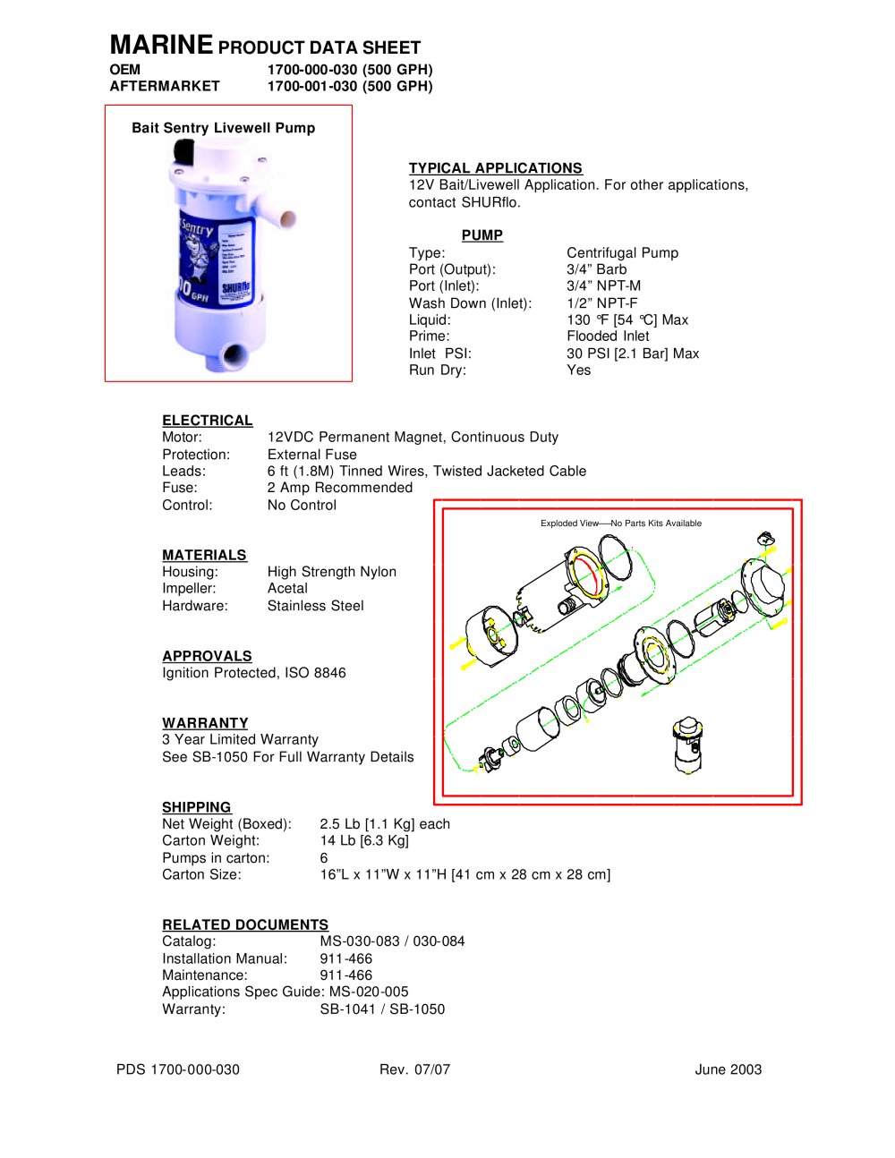 Bait Sentry™ 500 Magnetic Drive (12 VDC) - 1 / 2 Pages