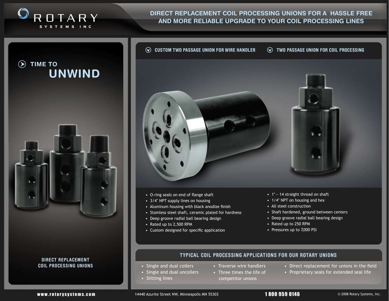 Direct Replacement Coil Processing Unions - Rotary Systems, Inc.