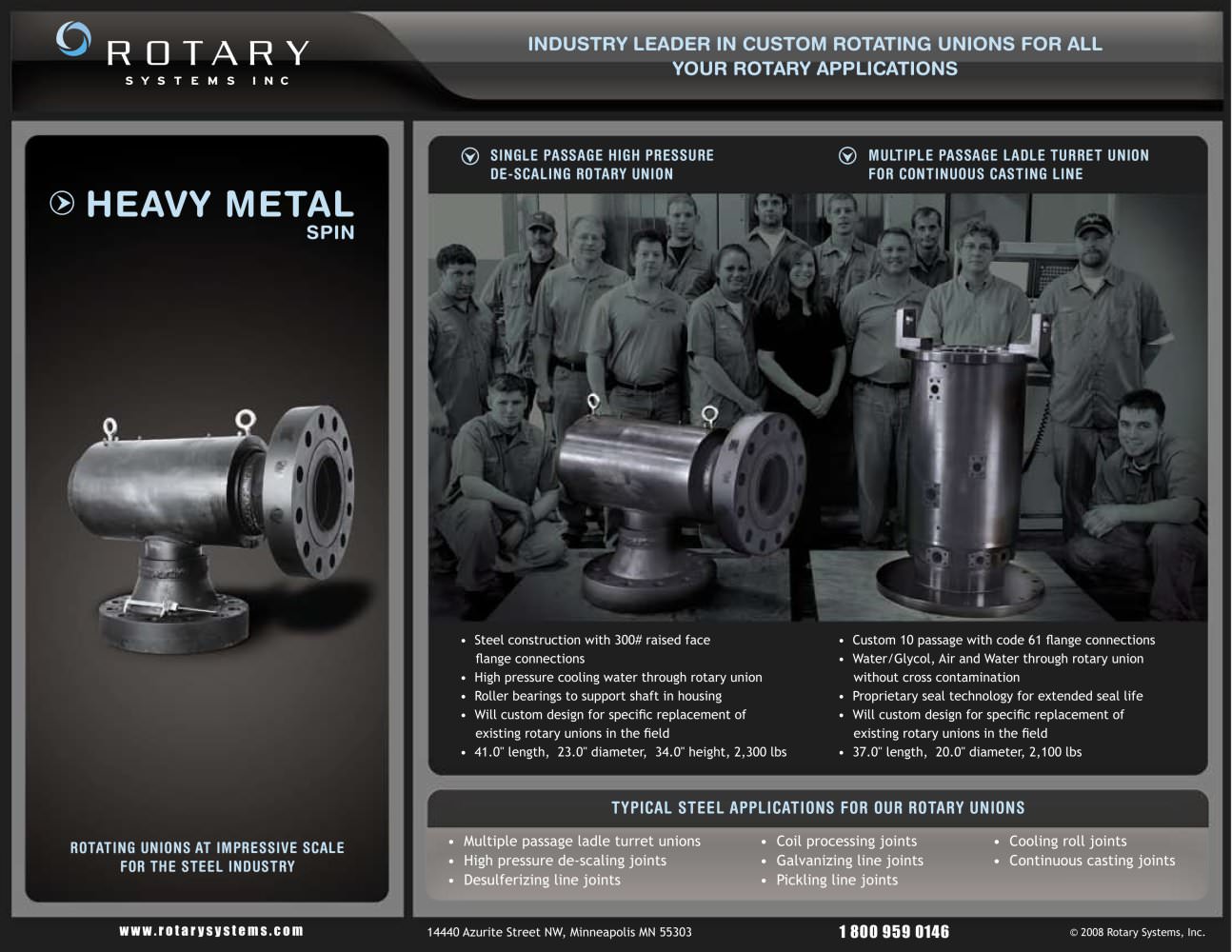 Rotating Unions at Impressive Scale for the Steel Industry - Rotary Systems, Inc.