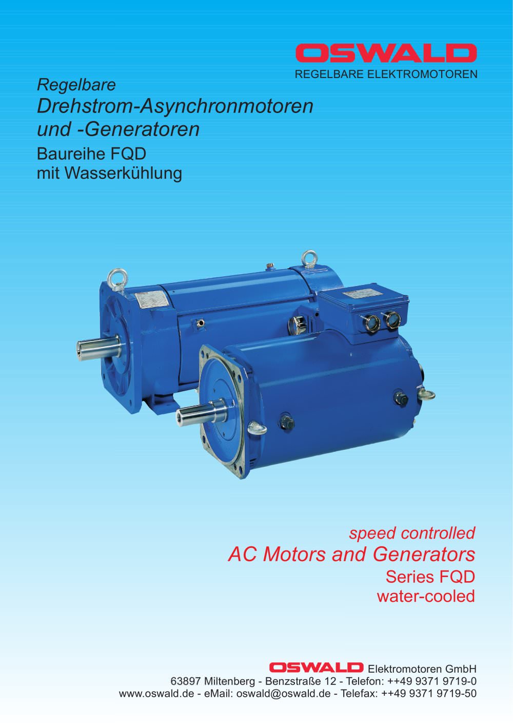 Speed controlled AC Motors and Generators - Oswald Elektromotoren