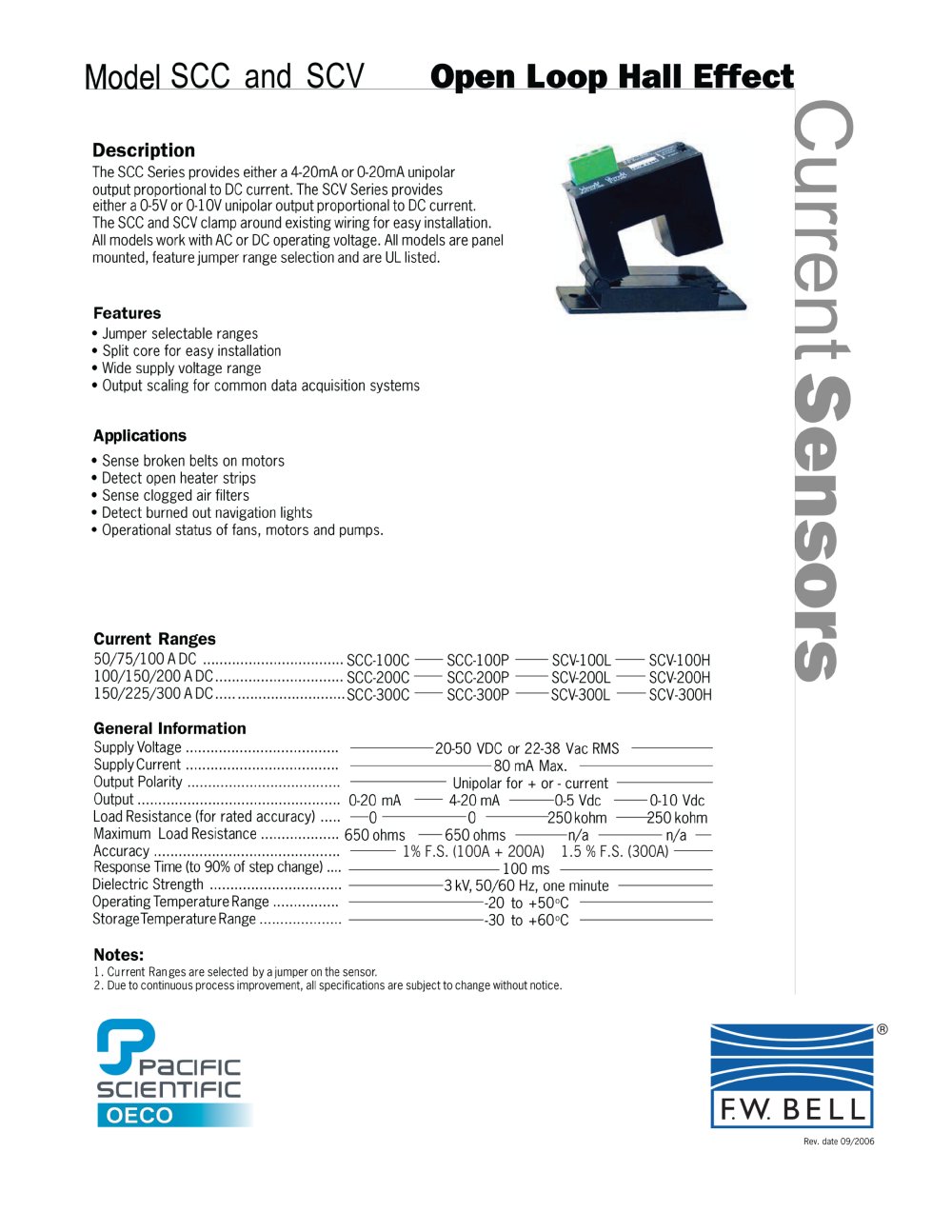 Industrial Sensors SCV-300L - Sypris T&M - FW Bell