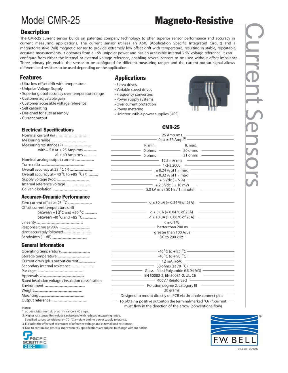 Magnetoresistive Current Sensor CMR-25 - Sypris T&M - FW Bell