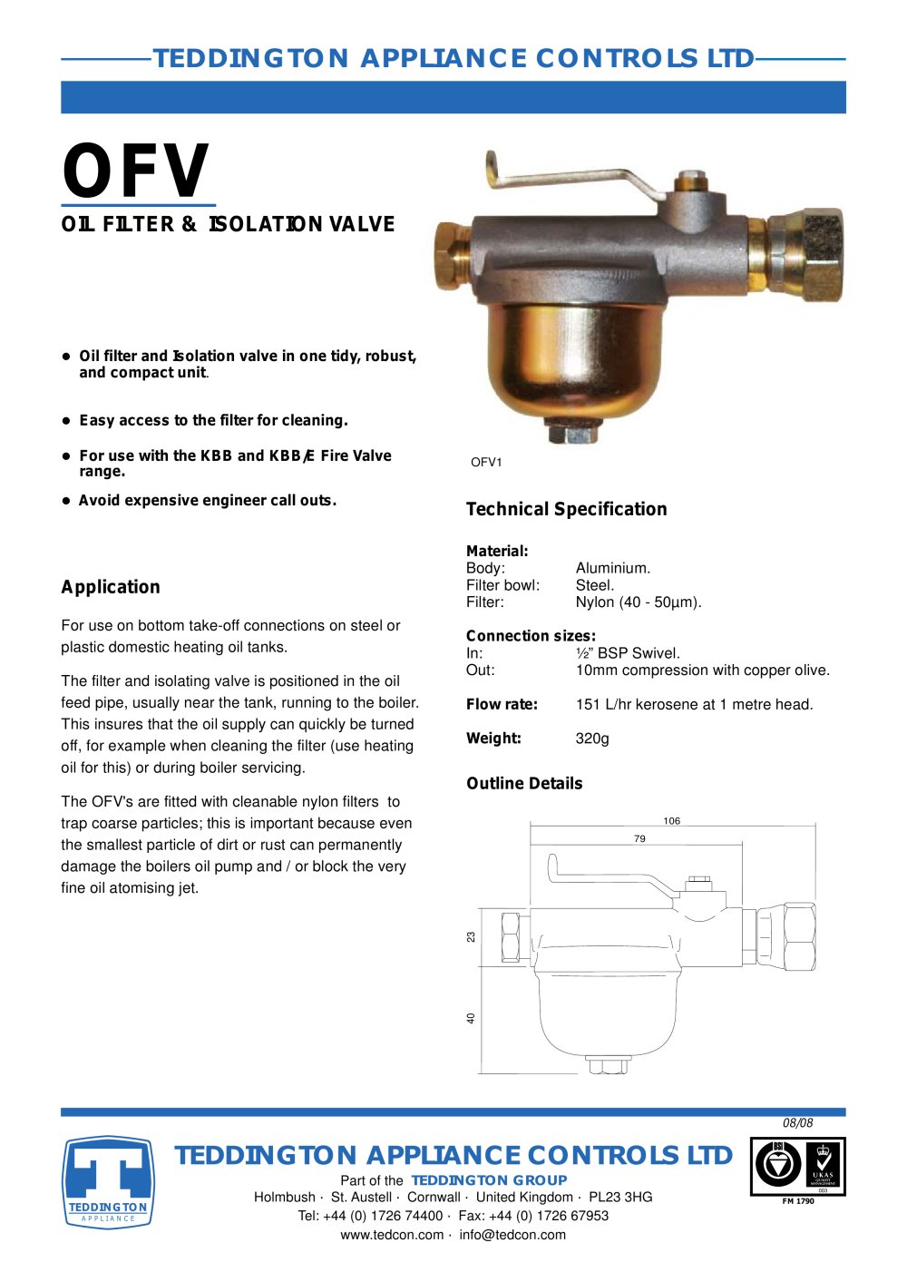 Oil Filter and Valve - Teddington Controls