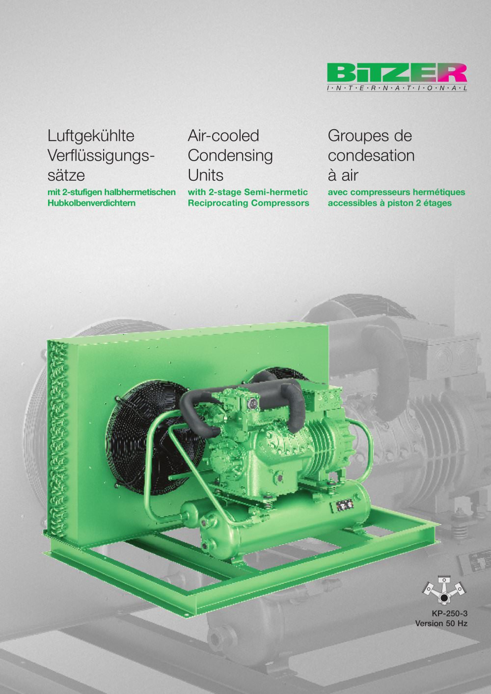 Air-cooled Condensing Units with 2-stage Semi-hermetic Recip. Compr. KP-250-3 - BITZER