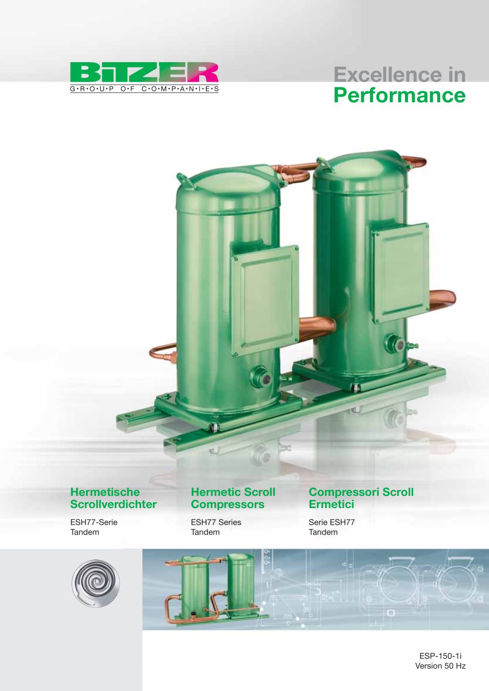 Hermetic Scroll Compressors - ESH77 Series Tandem  ESP-150-1-i - BITZER
