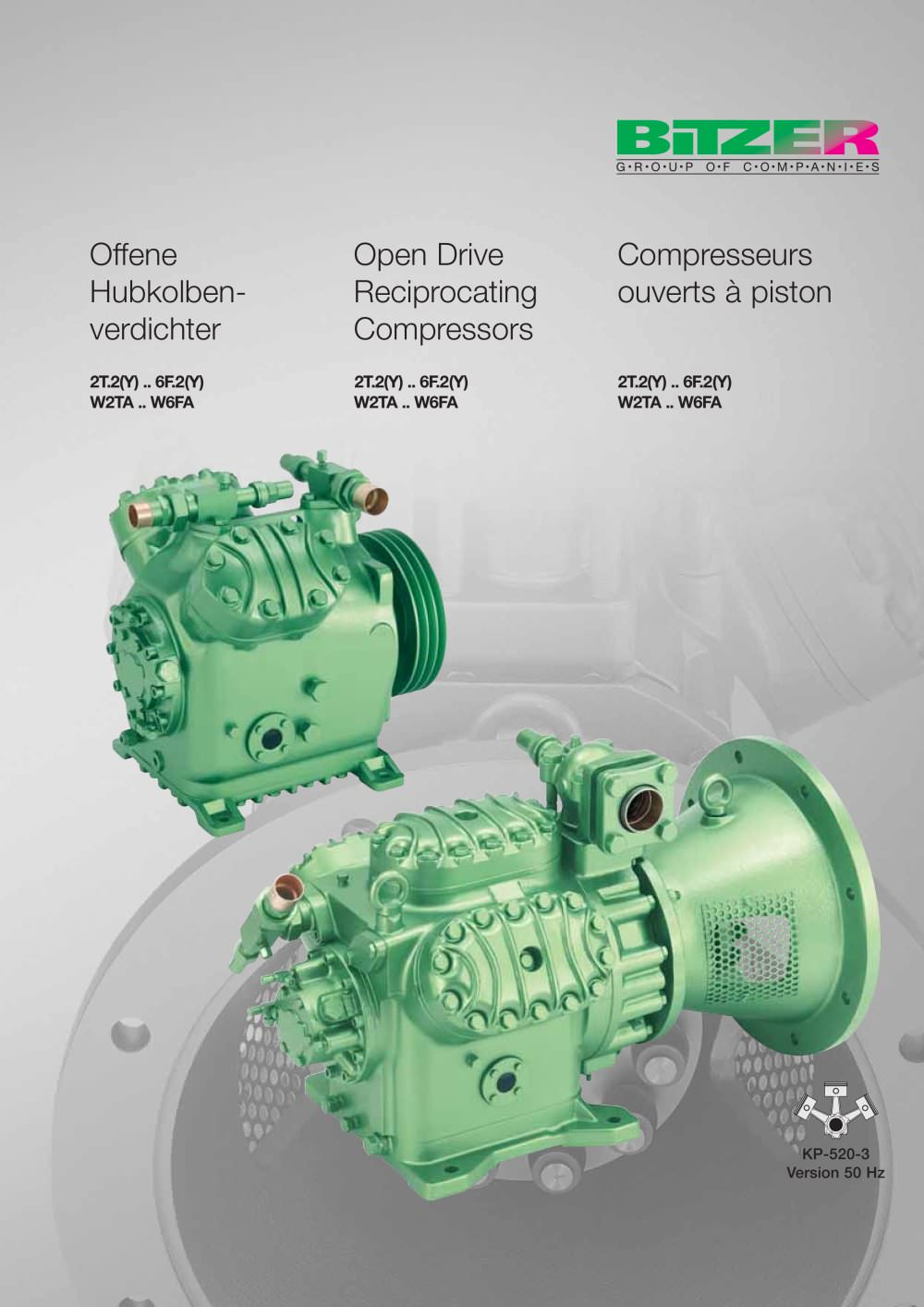 Open Drive Recip. Compressors (2T.2..6F.2, W2TA..W6FA)  KP-520-3 - BITZER