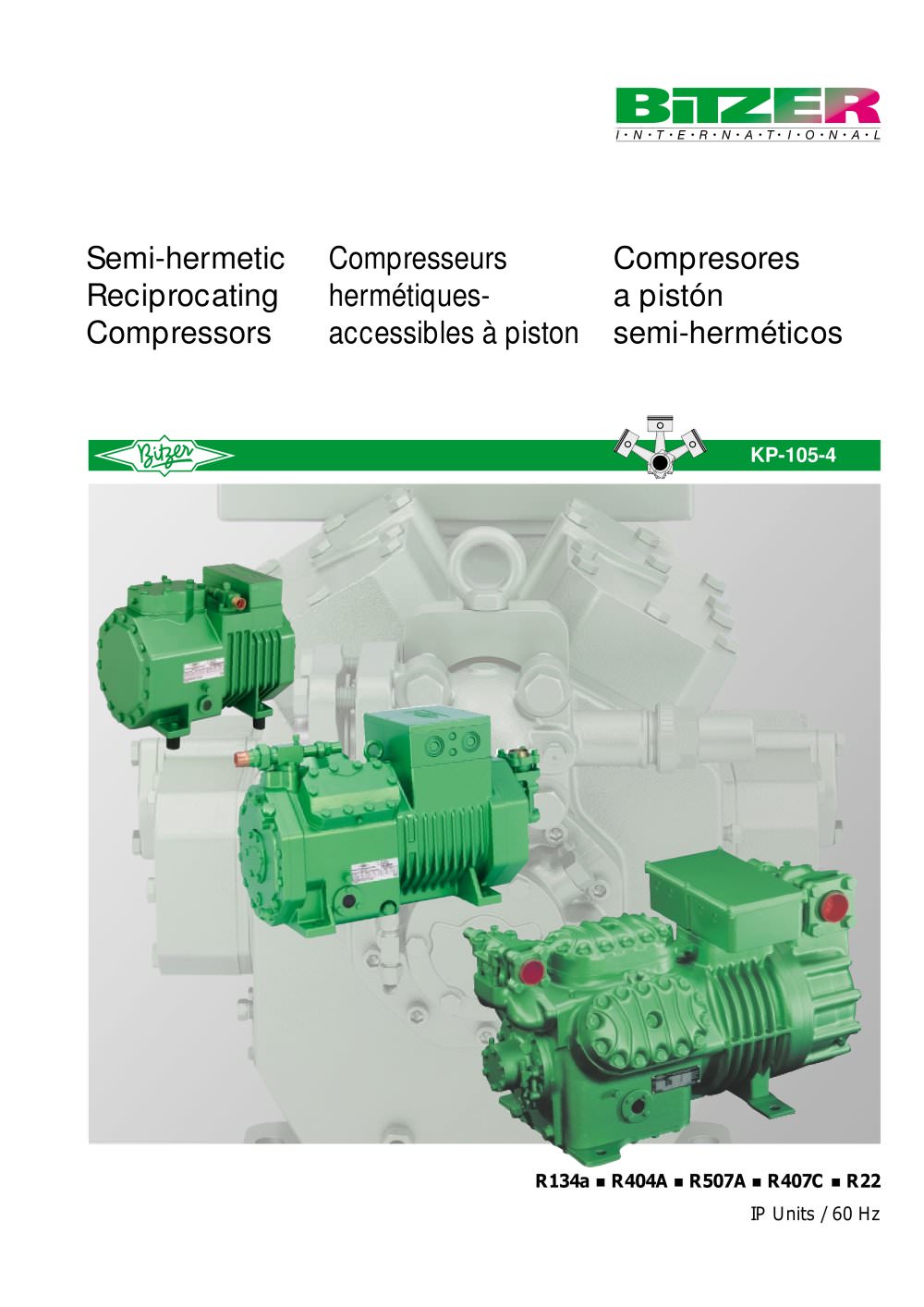 Semi-hermetic Recip. Compressors (60Hz, IP-Units) KP-105-4 - BITZER