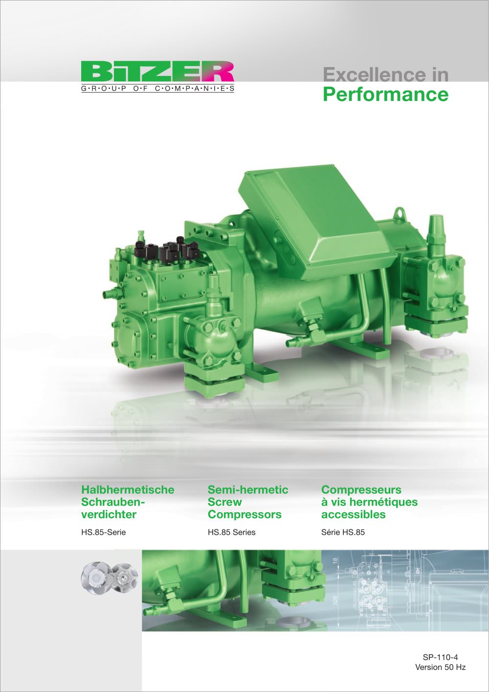 Semi-hermetic Screw Compressors - HS85 Series  SP-110-4 - BITZER