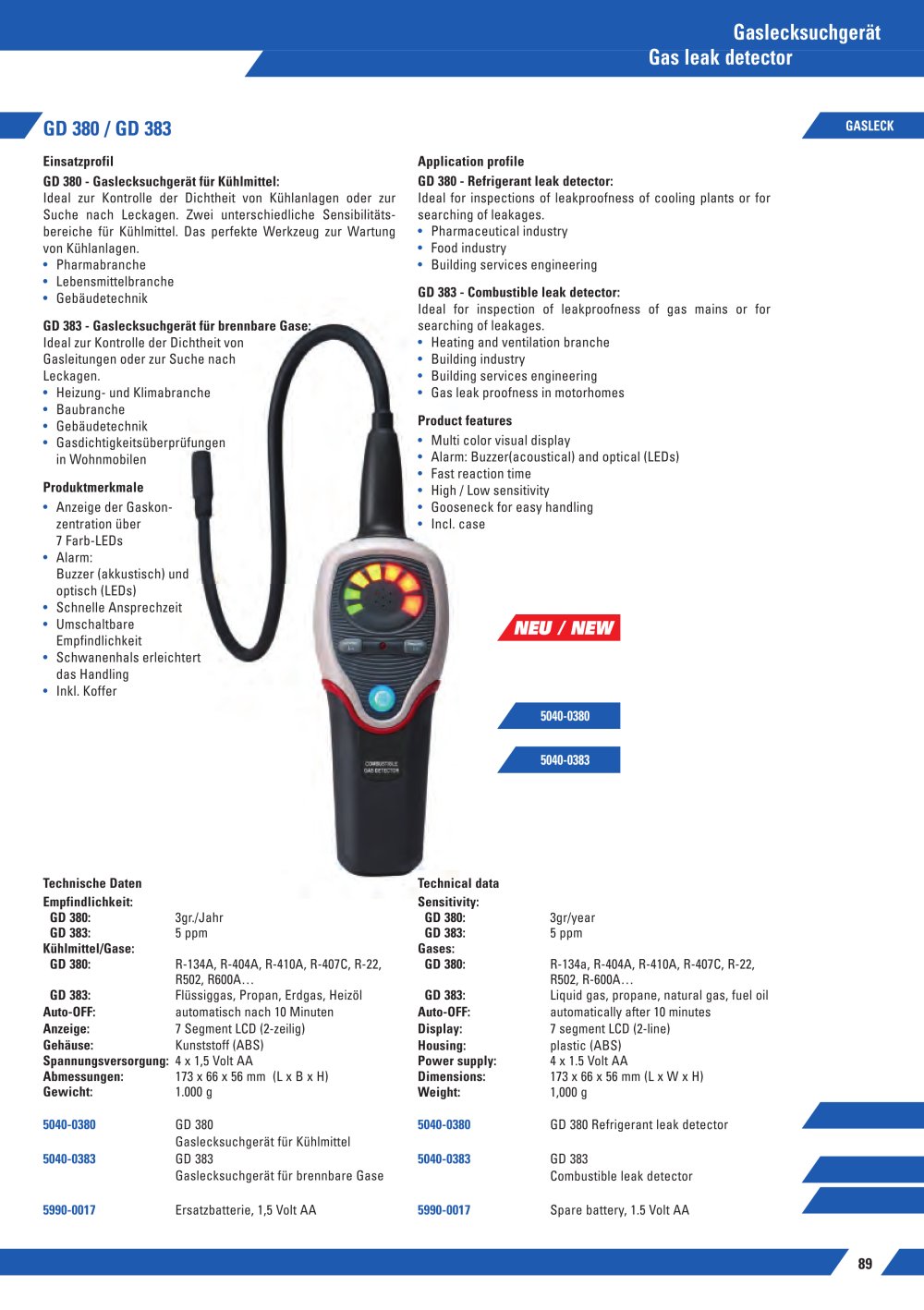 Gas leak detector GD 380/383 - Dostmann electronic