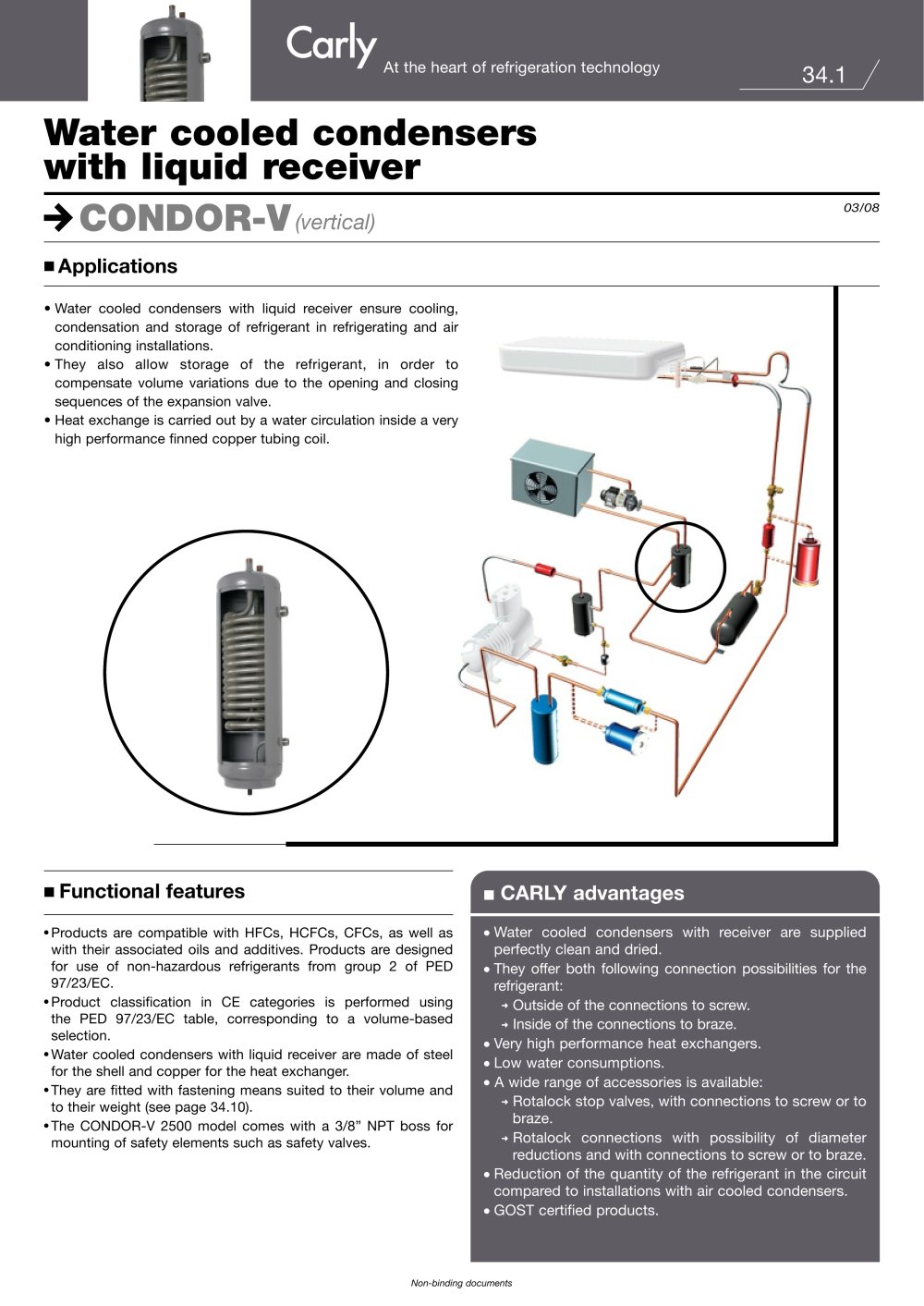 Water cooled condensers with liquid receiver - CARLY