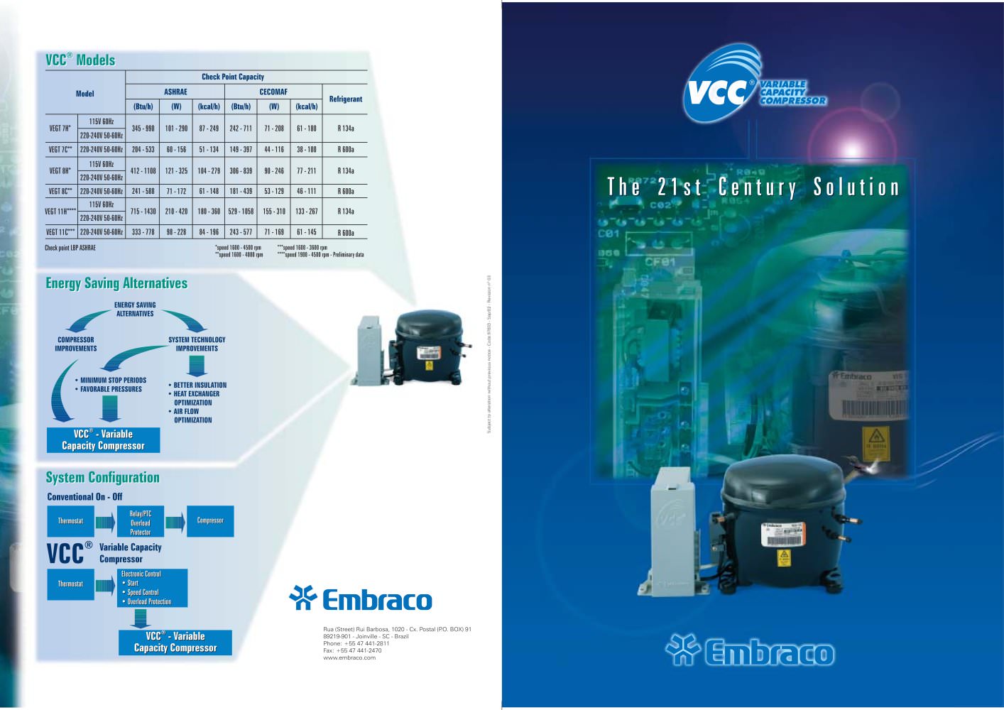 VCC Household Aplication (2nd generation) for R 134a and R 600a - EMBRACO