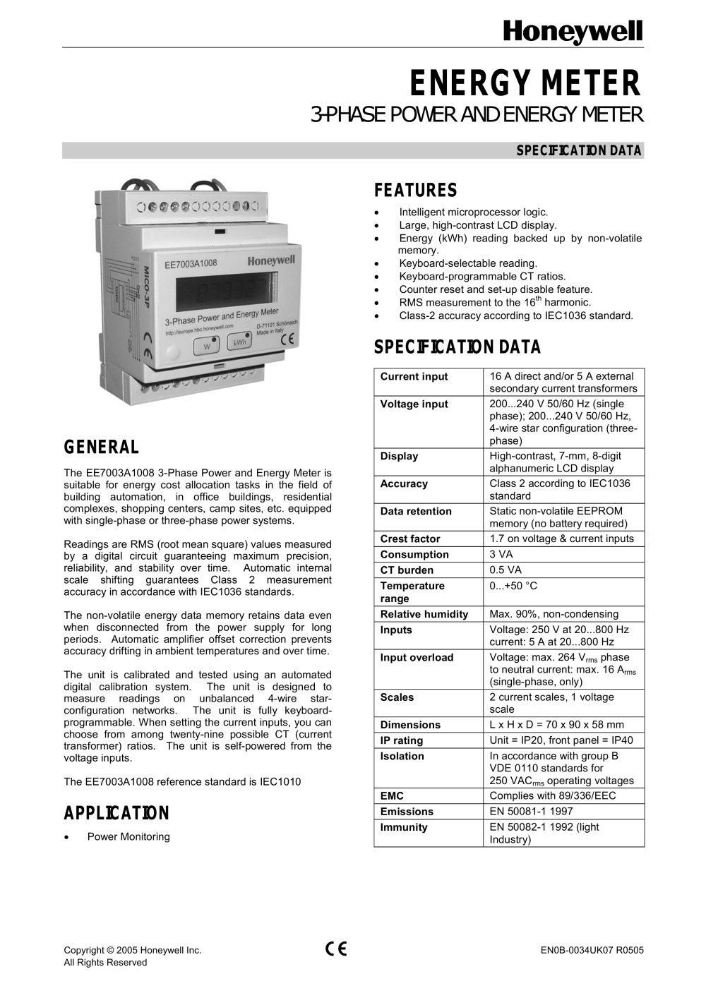 Energy Meter - Honeywell Refrigeration Control