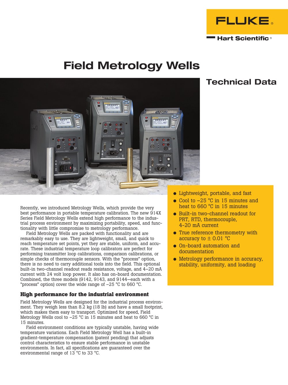 Field Metrology Wells - Fluke Calibration Instruments - Hart Scientific