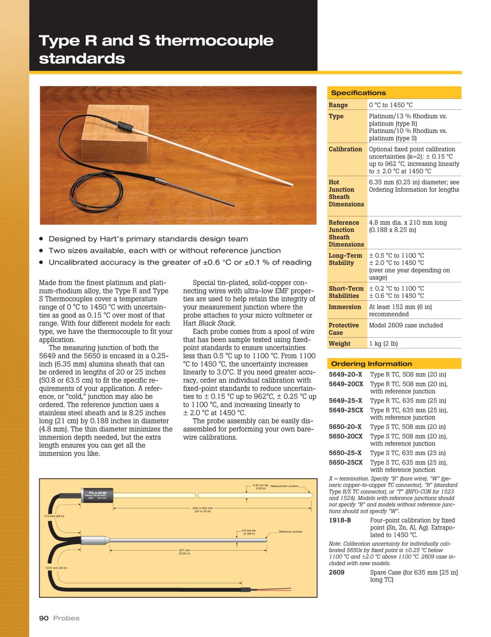 Type R and Type S Thermocouple Standards - Models 5649 and 5650 - Fluke Calibration Instruments - Hart Scientific