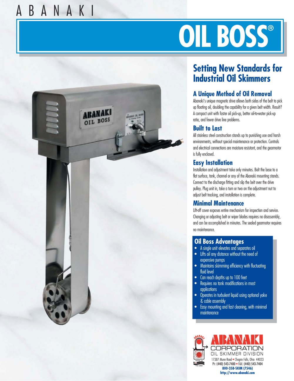 Oil Boss� - Abanaki Oil Skimmer Division