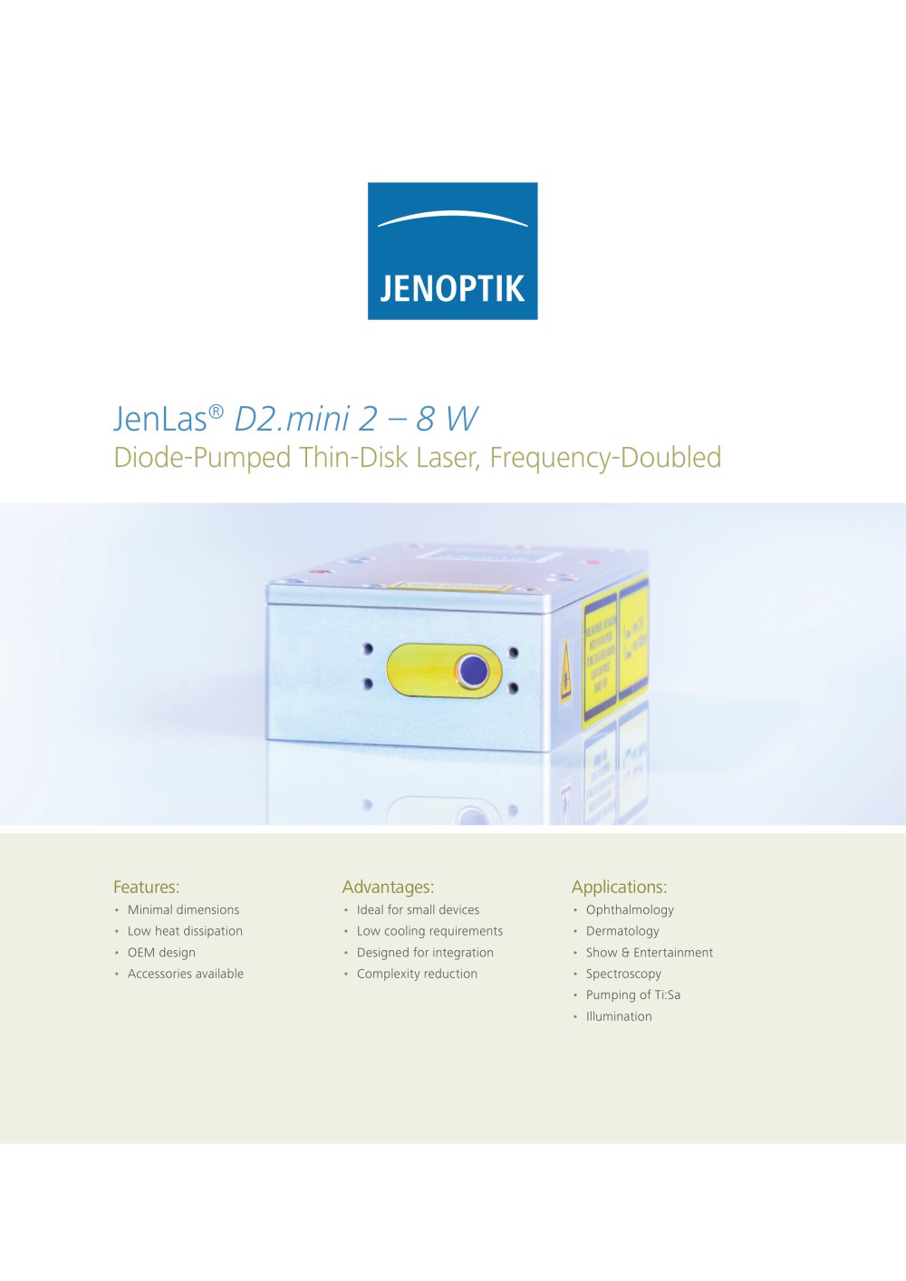 data sheets - diode-pumped thin-disk lasers - JENOPTIK Laser GmbH