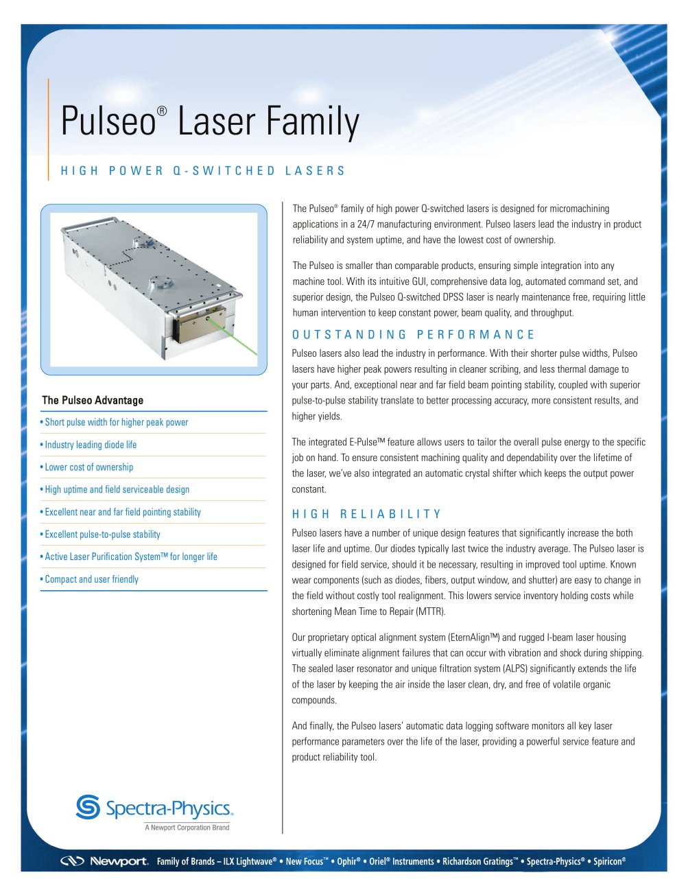 Pulseo� High Peak Power UV Laser - Newport / Spectra-Physics