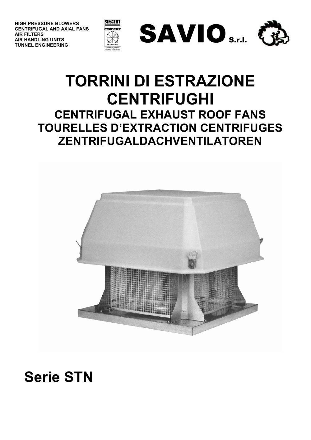 CENTRIFUGAL EXHAUST ROOF FANS - SAVIO