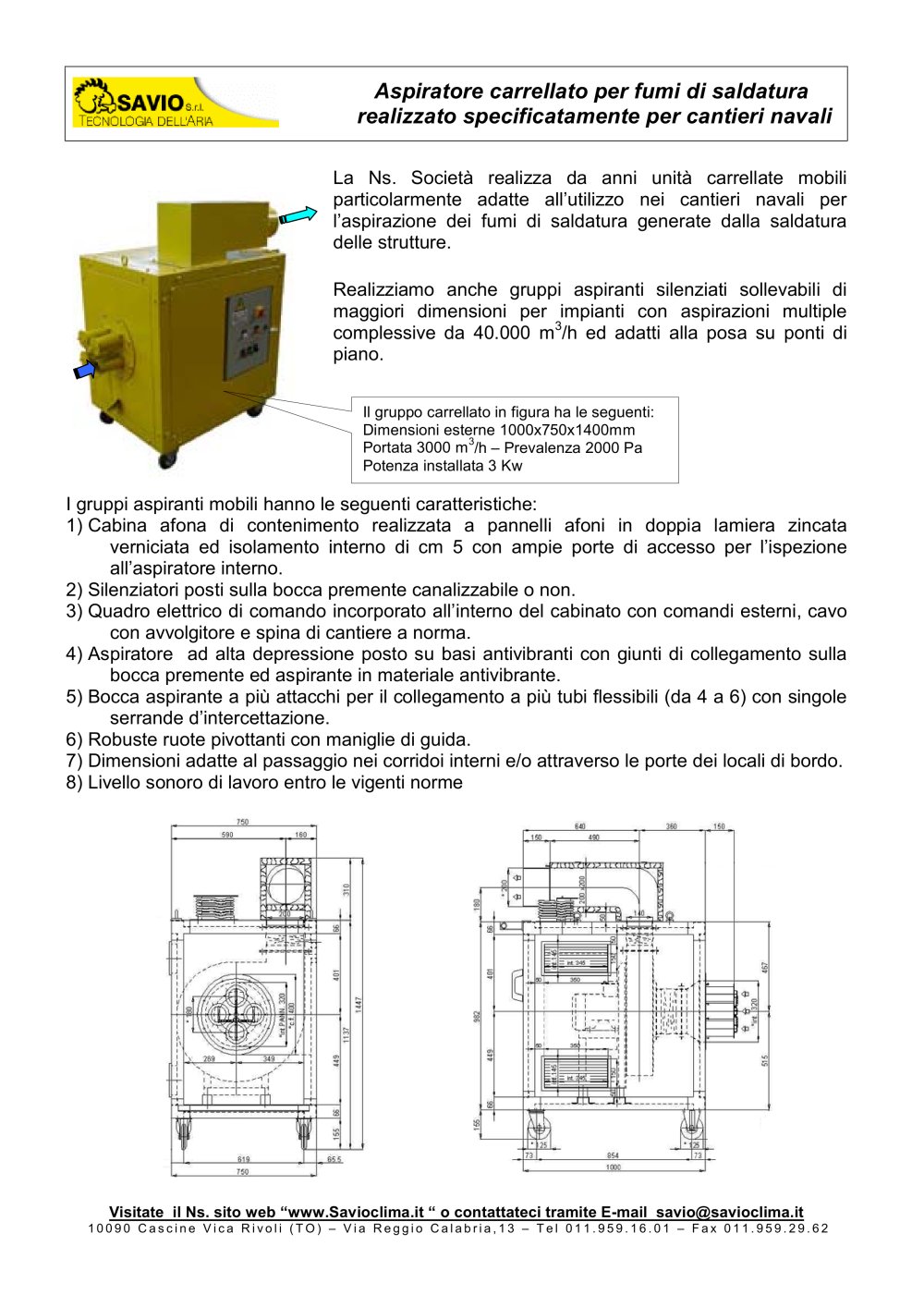 Truck welding exhauster particularly suitable for shipyards - SAVIO