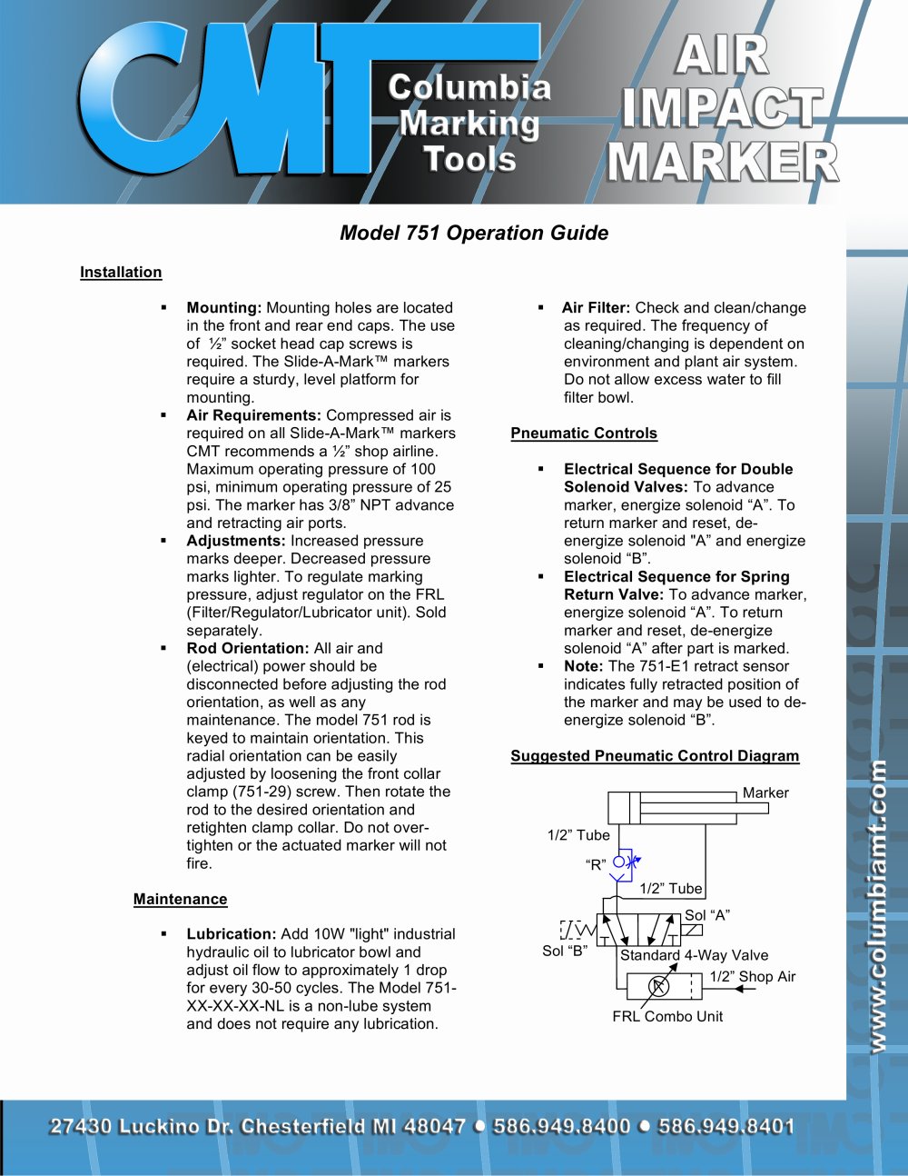 751 Operation Guide and Parts List - Columbia Marking Tools