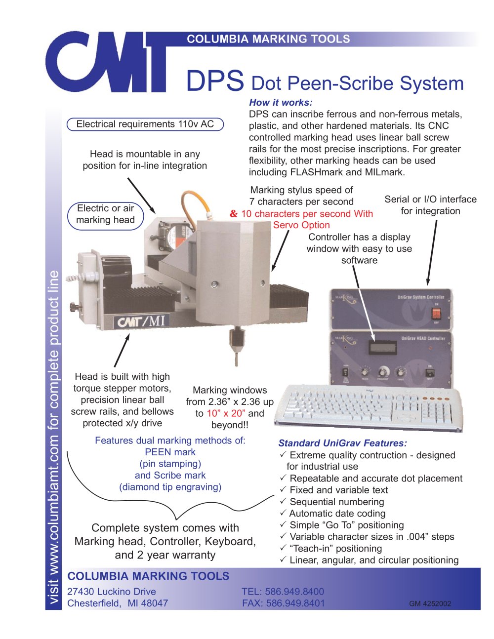 DPS Dot Peen Scribe System - Columbia Marking Tools