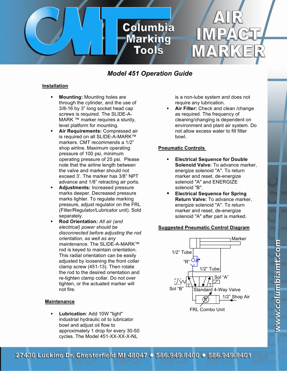 Model 451 Slide-a-Mark Operation Guide - Columbia Marking Tools