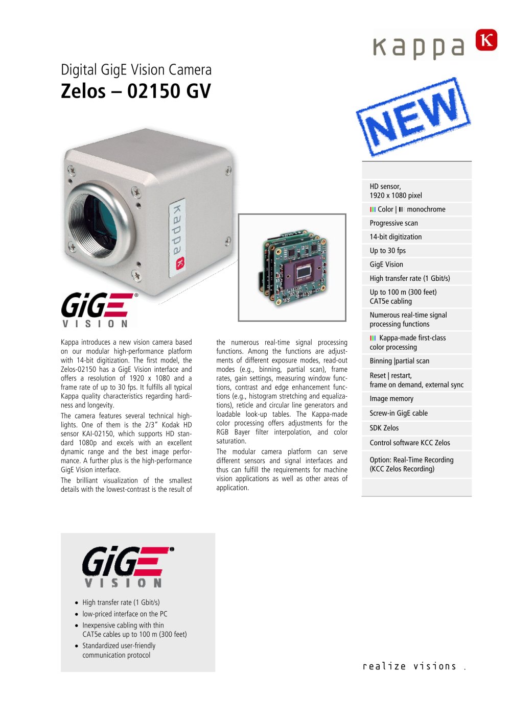 Kappa High definition camera with GigE Vision interface - Kappa optronics