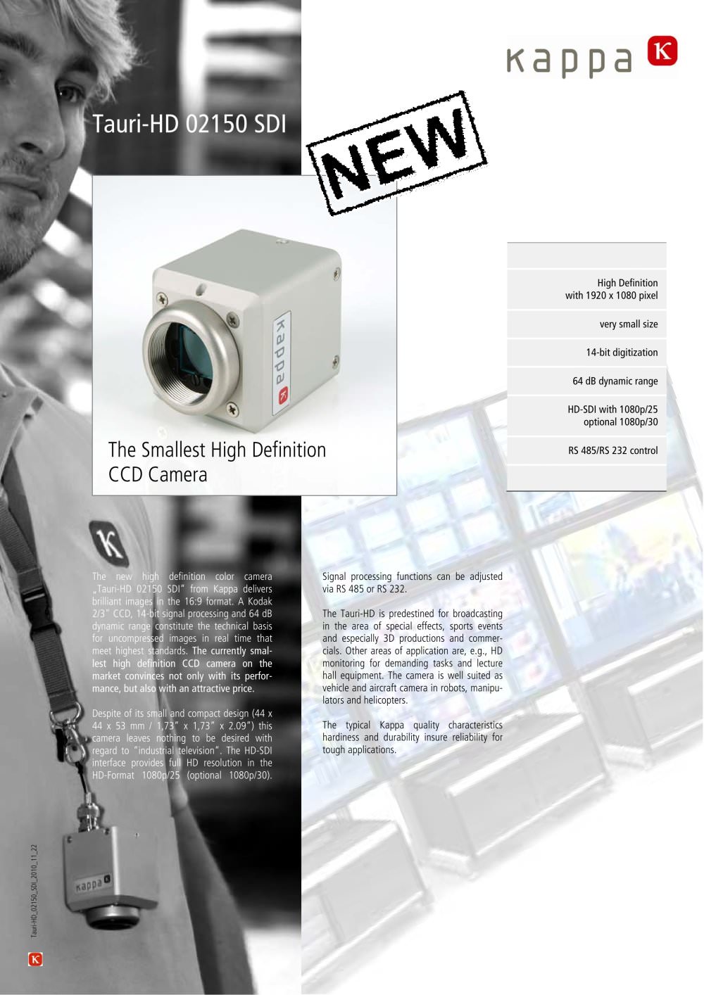 Kappa High definition camera with HD-SDI interface - Kappa optronics