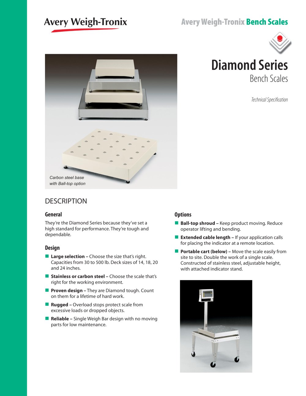 Diamond Series Bench Bases - Avery Weigh-Tronix