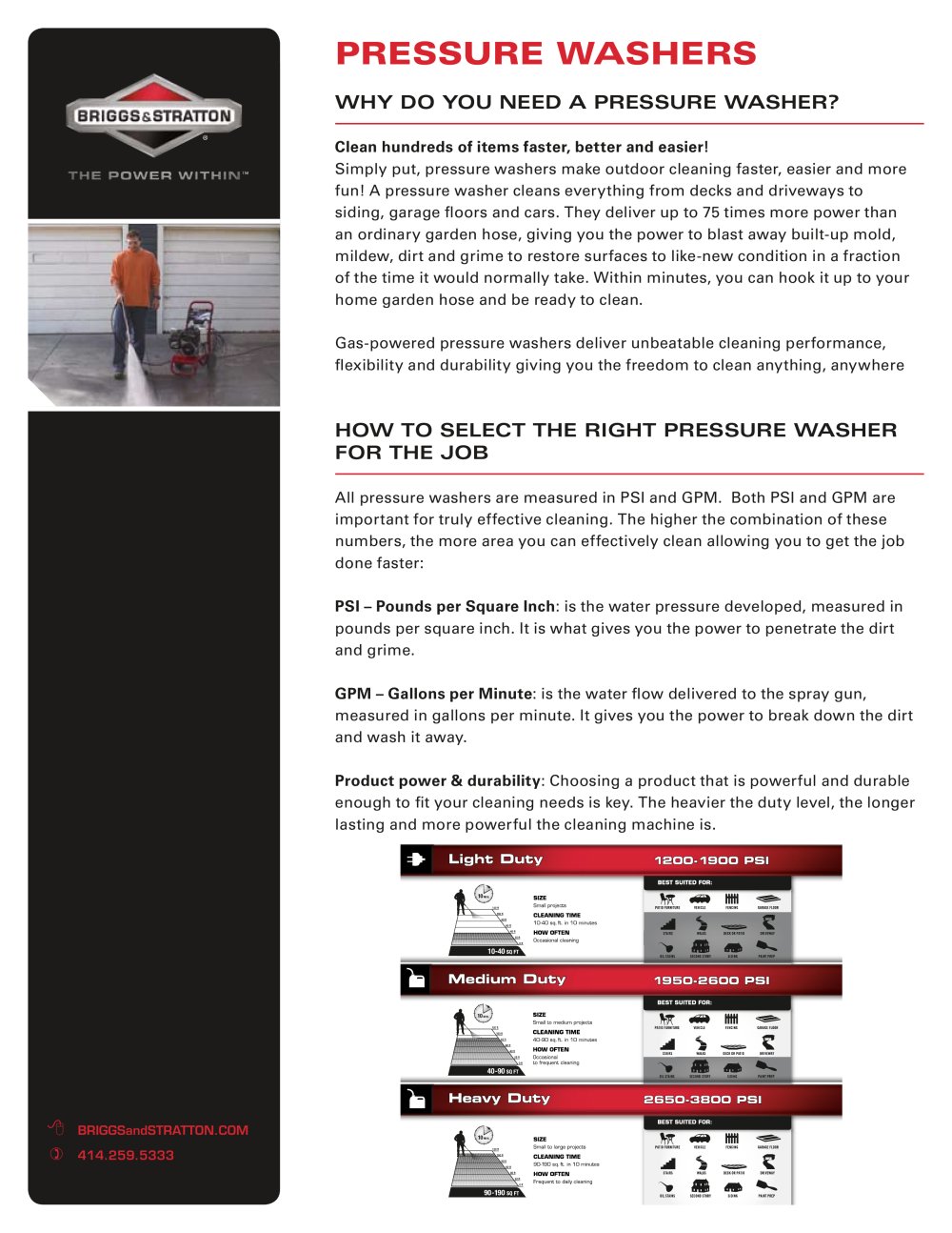 Pressure washers - BRIGGS and STRATTON