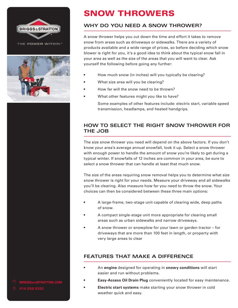 Snow Blowers - BRIGGS and STRATTON
