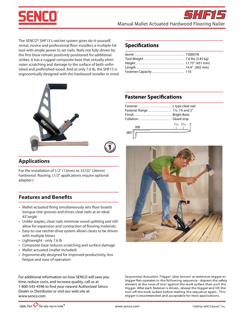 Shf15 2 Manual Mallet Actuated Hardwood Flooring Nailer Senco Shf15 2 Manual Mallet Actuated Hardwood Flooring Nailer 1 Pages