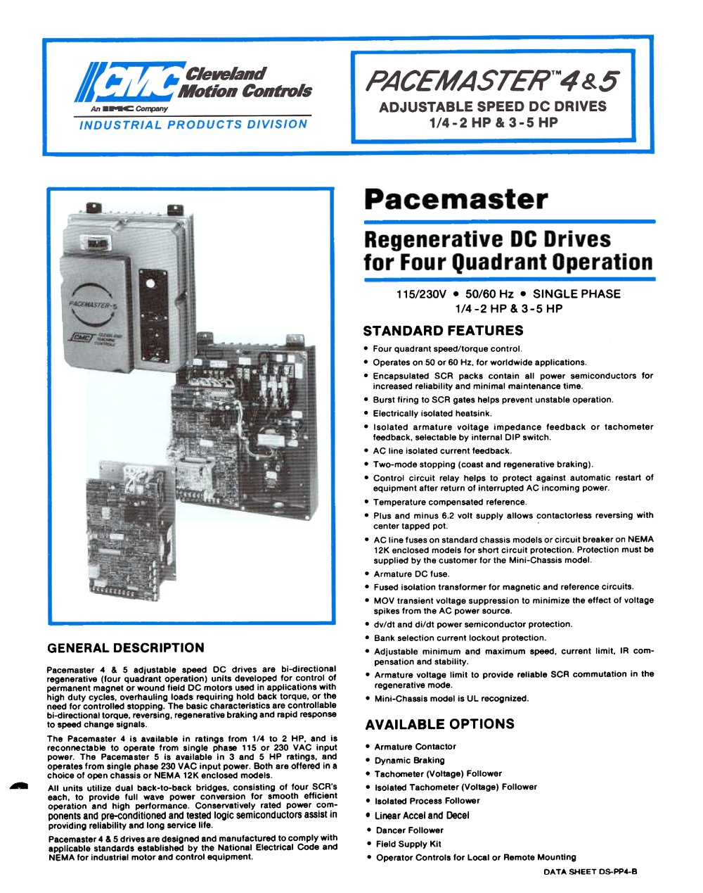 DC Drives PACEMASTER 4 & 5 Datasheet - 1 / 4 Pages