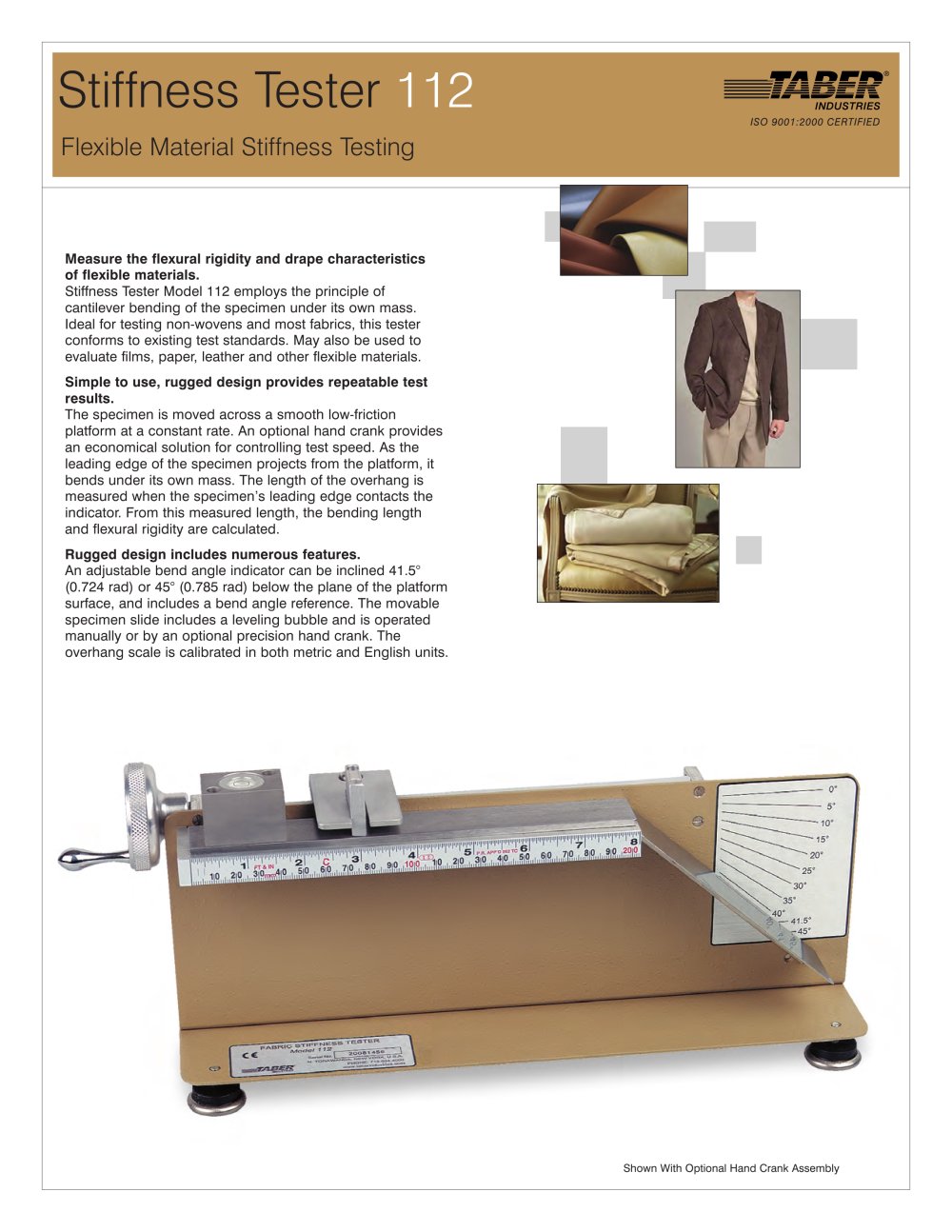 Fabric Stiffness Tester - Taber Industries