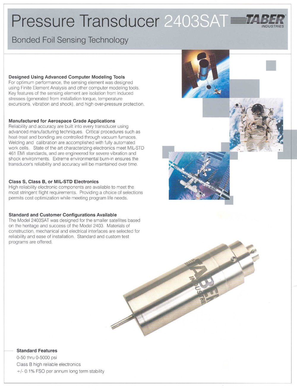 Taber Aerospace Transducers Model 2403SAT - Taber Industries