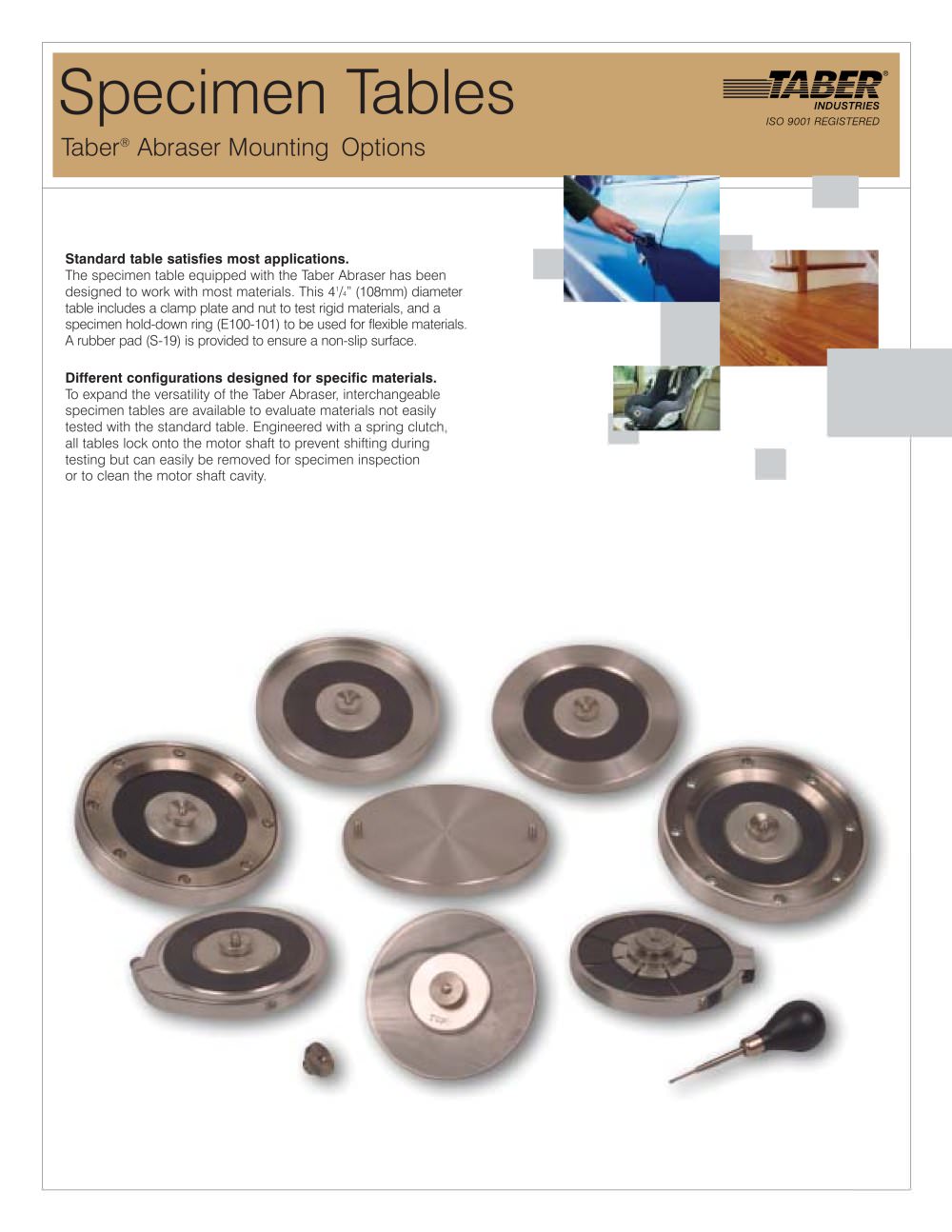TABER Specimen Tables (for Taber Abraser) - Taber Industries