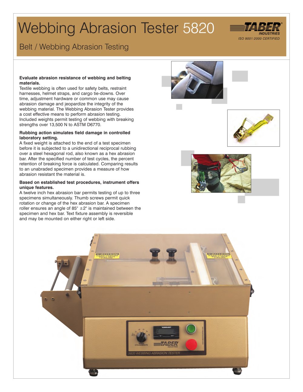 Webbing Abrasion Tester - Taber Industries
