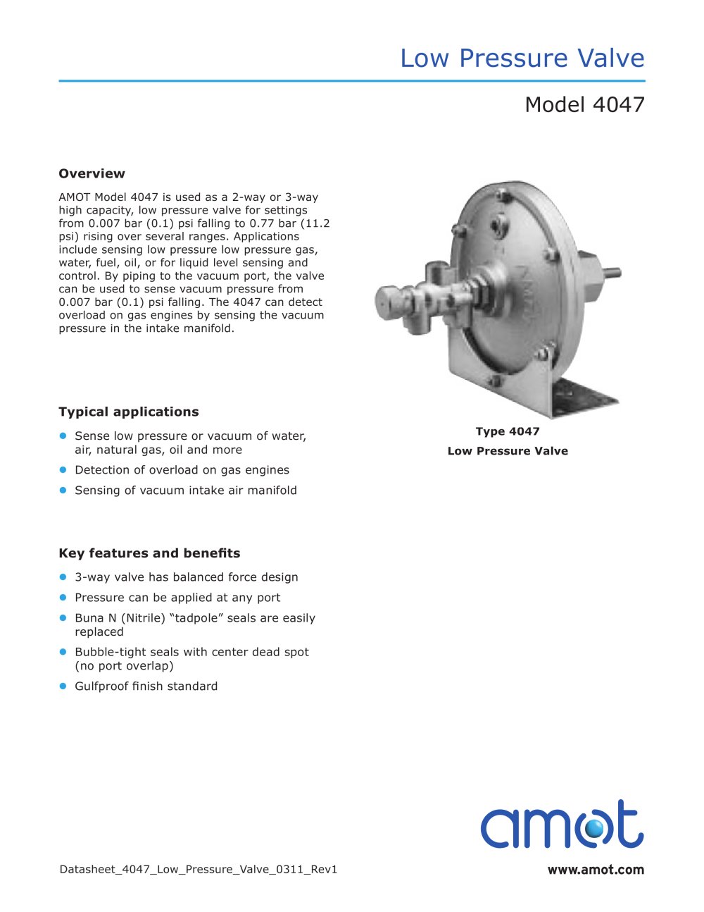 2 or 3-Way Pressure Valve - AMOT