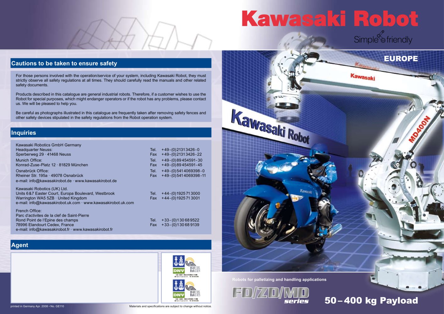FD/ZD/MD Series Palletizer - Kawasaki Robotics