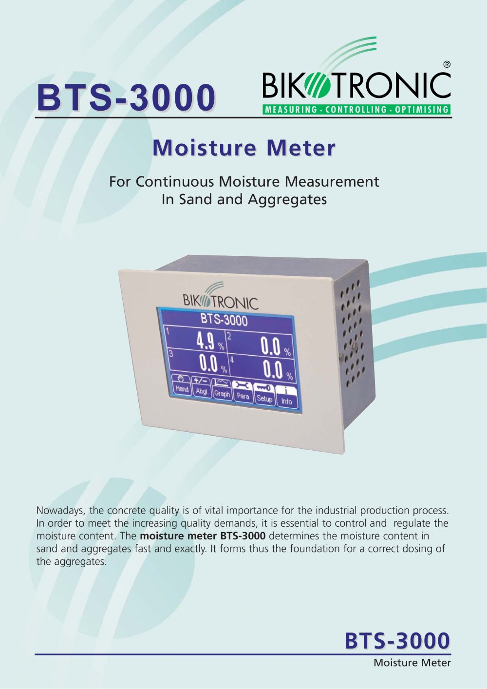 Sand Moisture Measurement BTS-3000 - Bikotronic