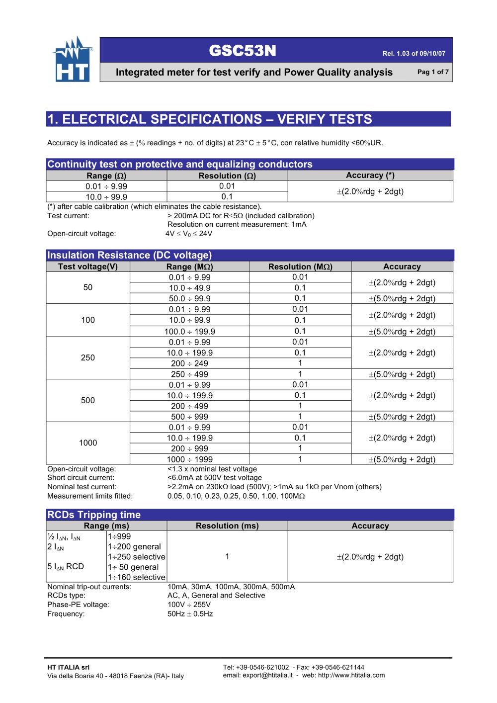 Integrated meter for test verify and Power Quality analysis - HT