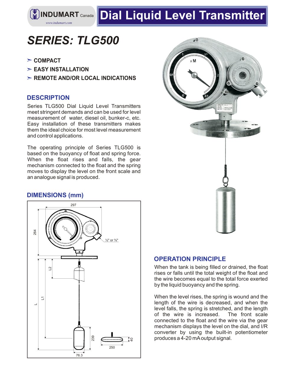 Dial Liquid Level Transmitter - Indumart