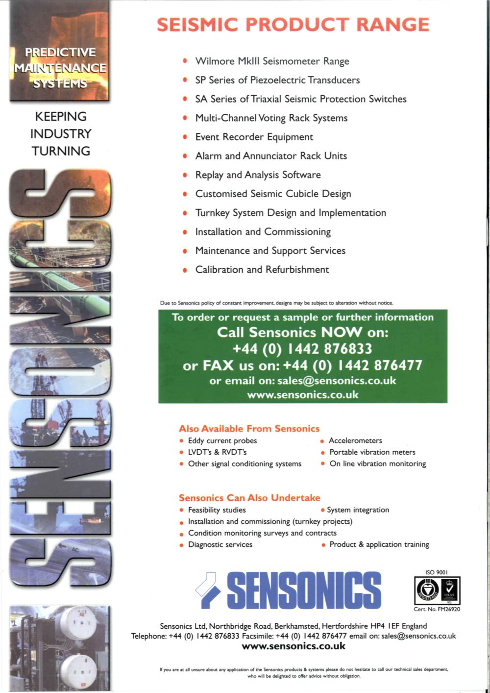 SENSONICS - 3862, 146373, 41138, 40179, 72796, 80941, 208310