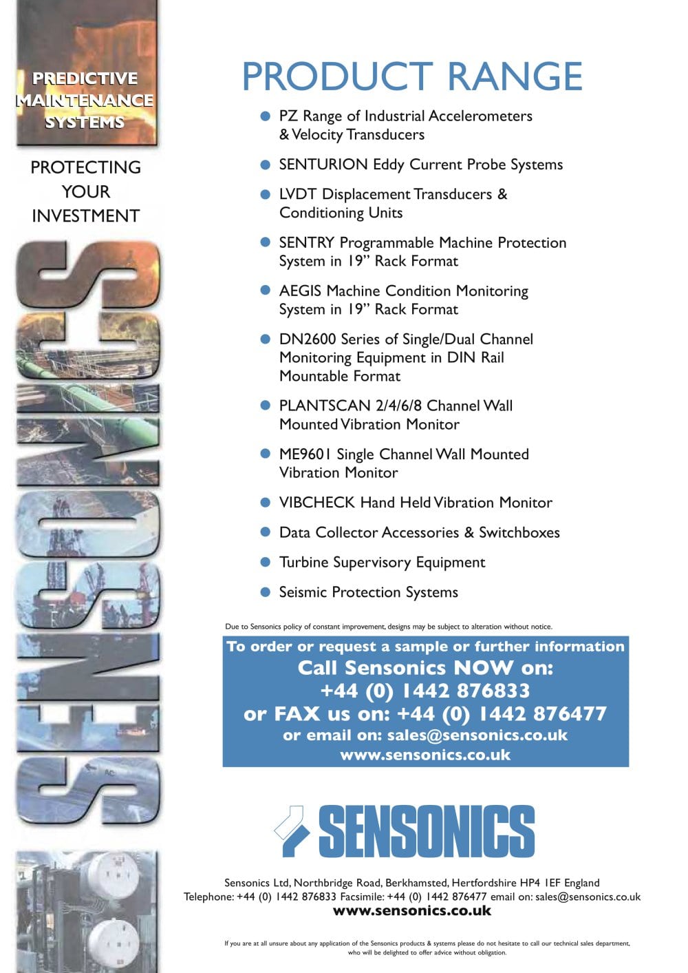 SENSONICS - 260945, 3856, 136574, 153635, 41137, 2385, 2626