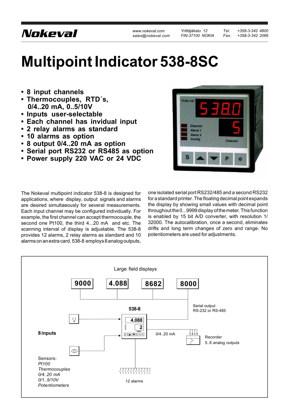 Multipoint Indicator 538-8SC - Nokeval